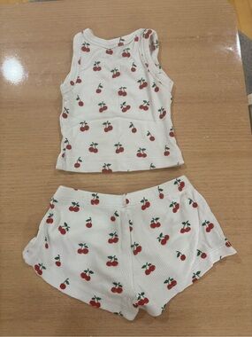 FBZ 18 MO Kids White Cherry Print Pajama Set - Tank Top & Shorts